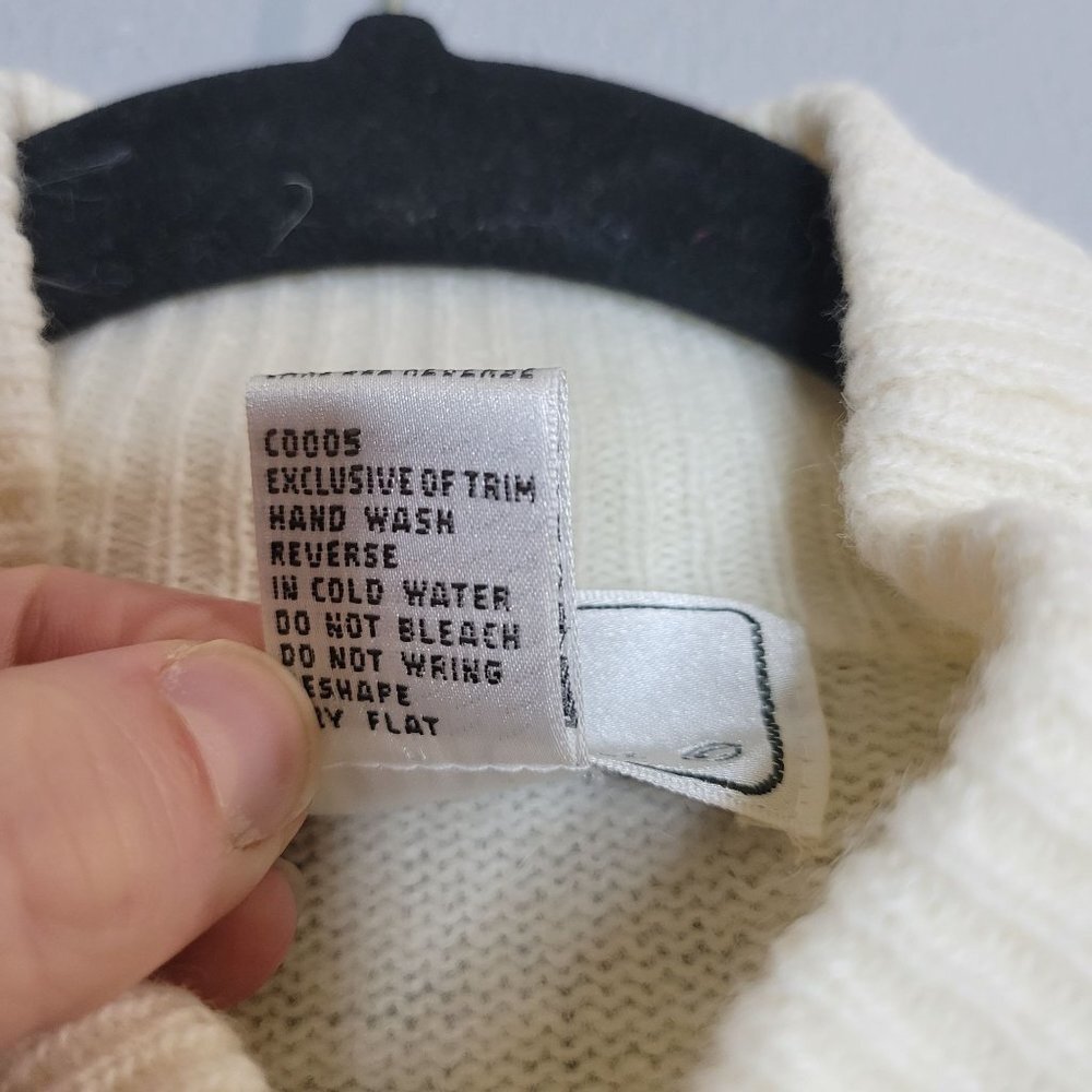 Vintage Lisa International Lambswool Agora Rabbit Hair Sweater Ivory White M - Picture 7 of 7